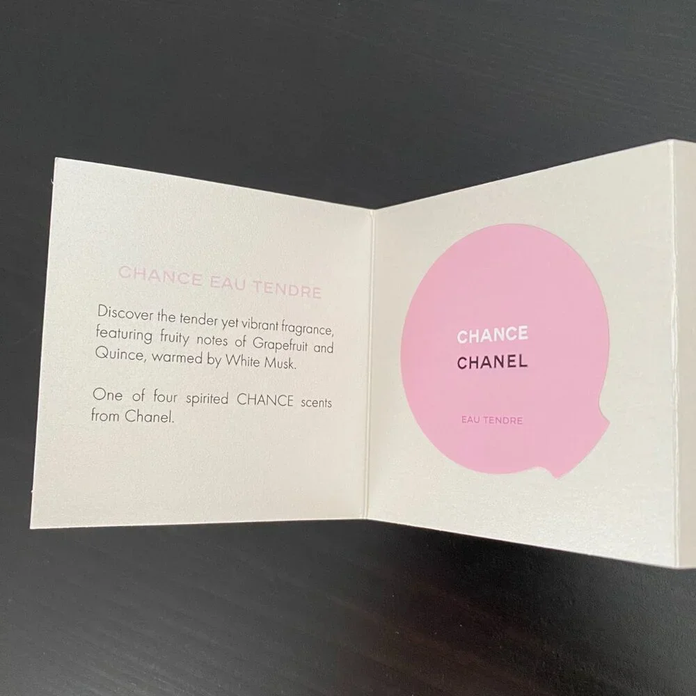 Chanel Chance Eau Tendre and Chance Eau Fraiche blotter single use samples